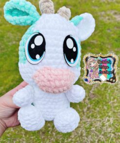 Teal cow crochet plushie