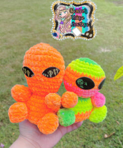 Neon Alien Crochet Plushie